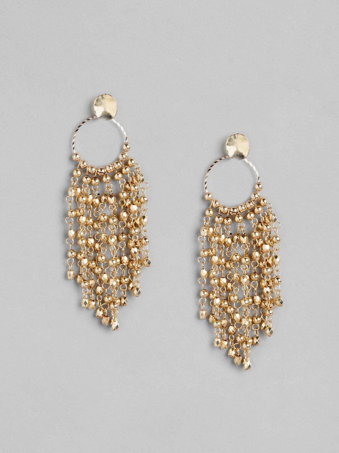 deebaco gold-toned contemporary drop earrings