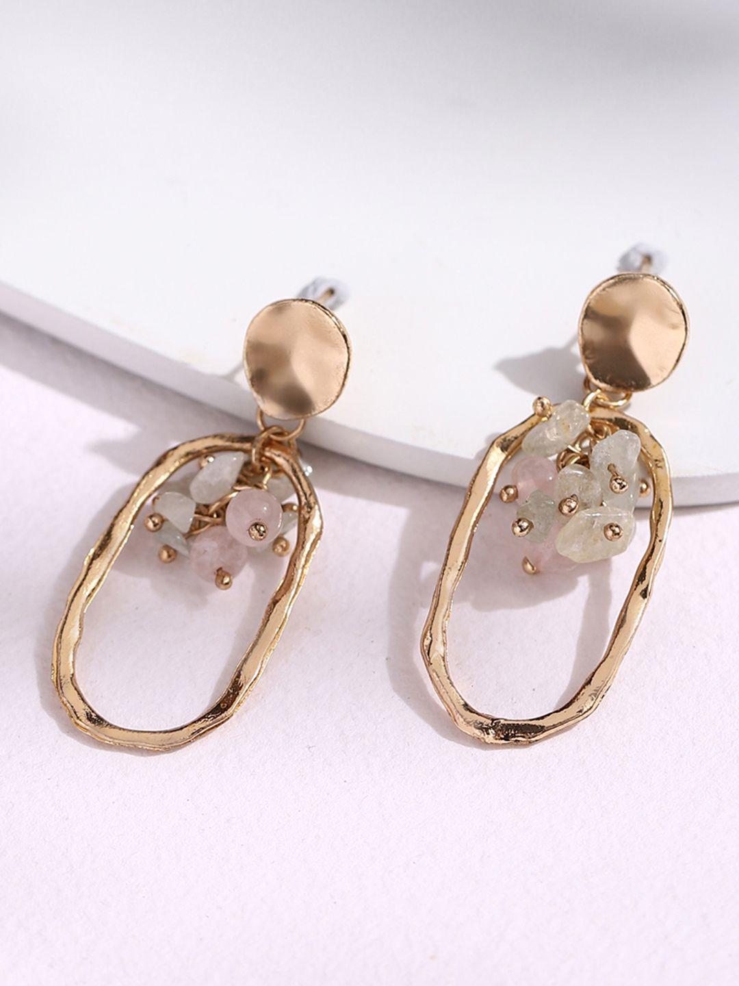 deebaco gold-toned geometric drop earrings
