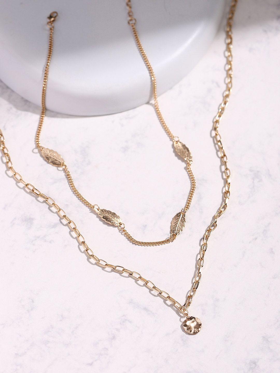 deebaco gold-toned rose gold-plated layered necklace