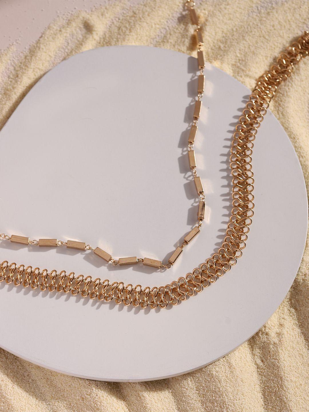 deebaco gold-toned rose gold-plated layered necklace