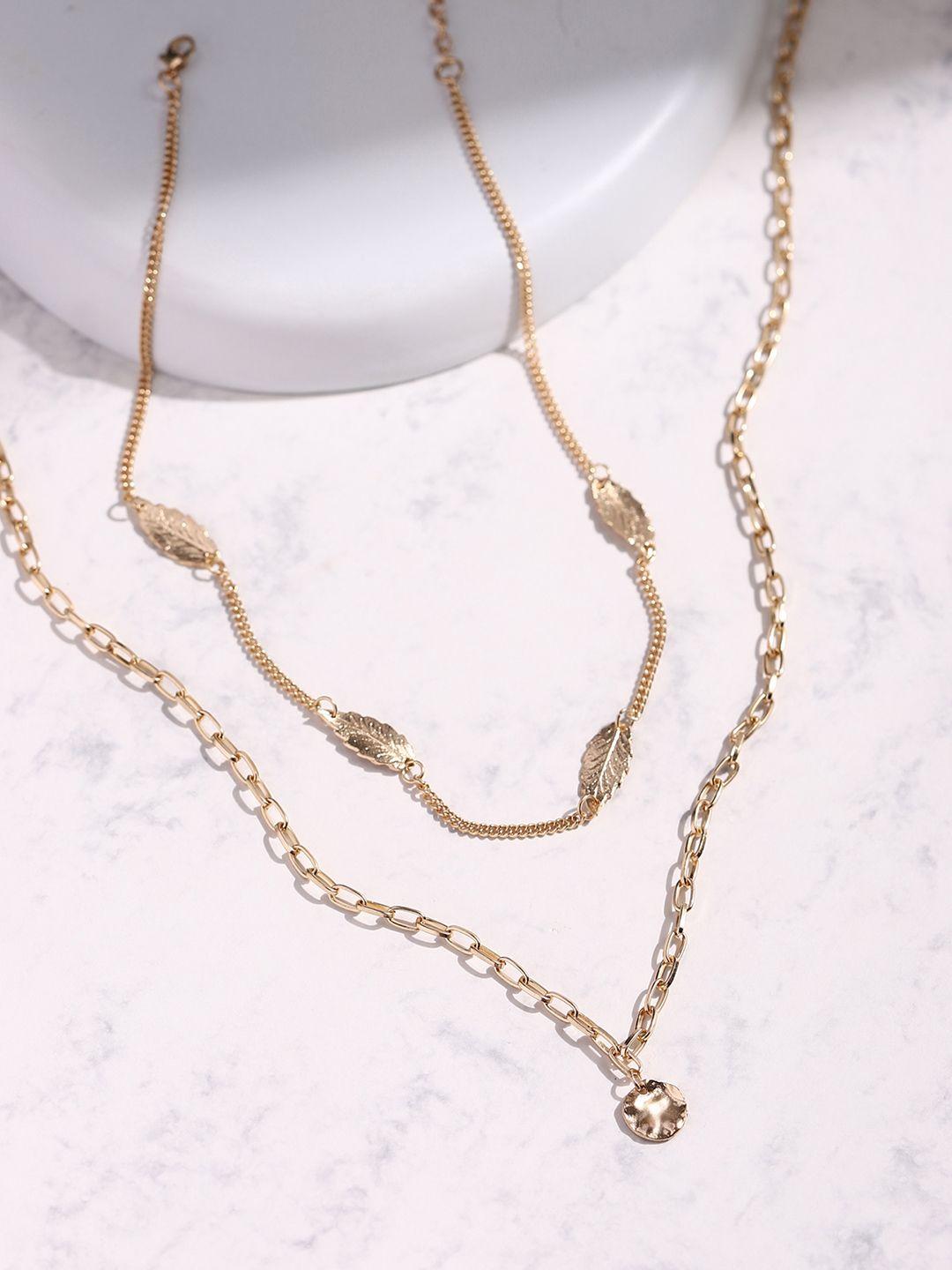 deebaco gold-toned rose gold-plated layered necklace