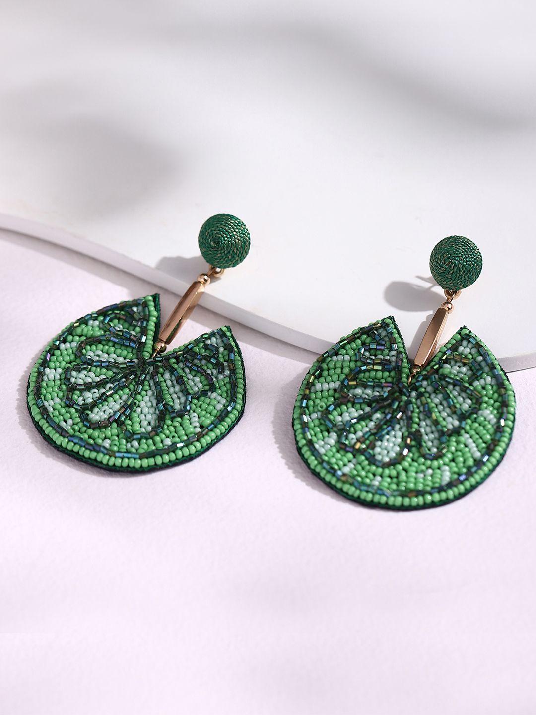 deebaco green tropical appeal circular drop earrings