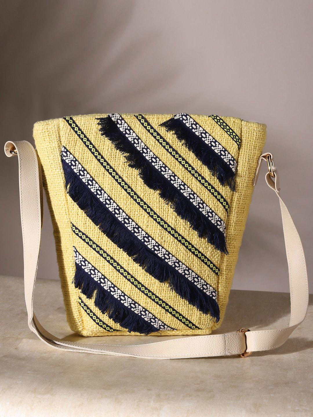 deebaco lime green structured sling bag with tasselled