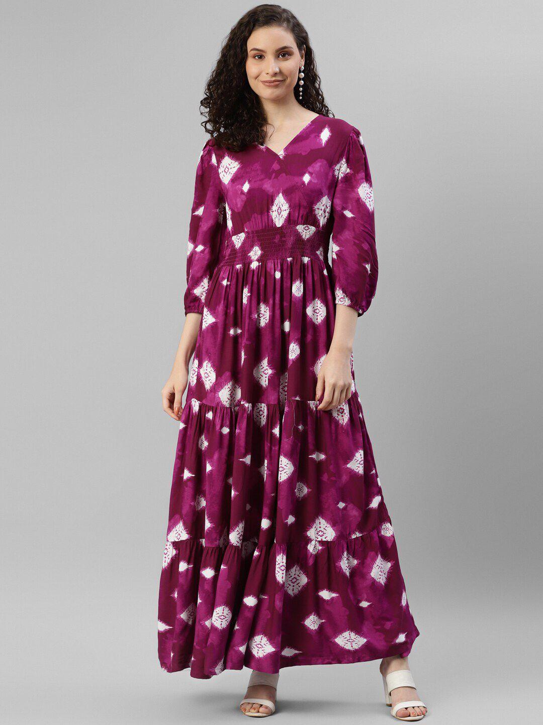 deebaco magenta floral print maxi dress