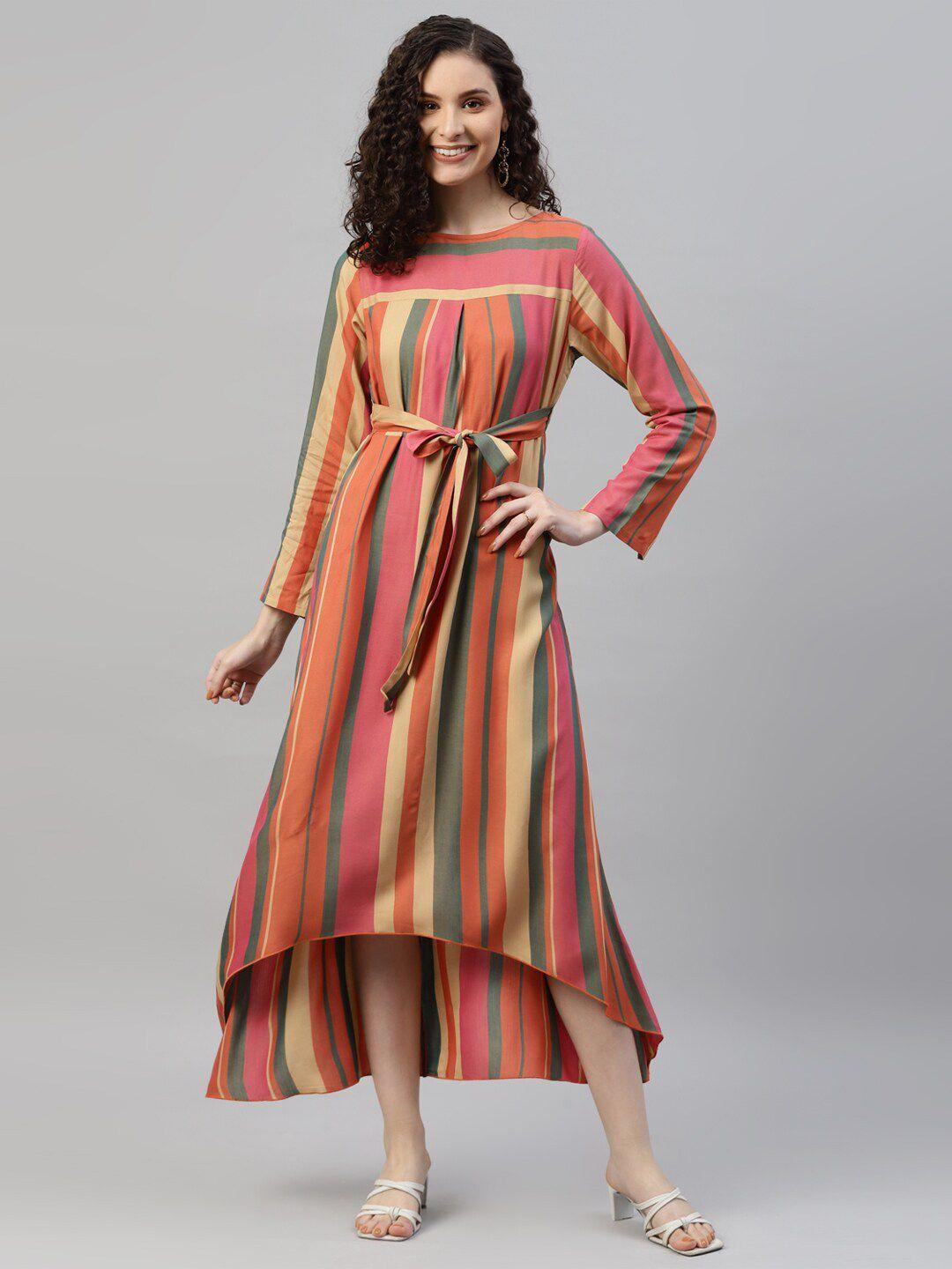 deebaco multicoloured striped maxi dress