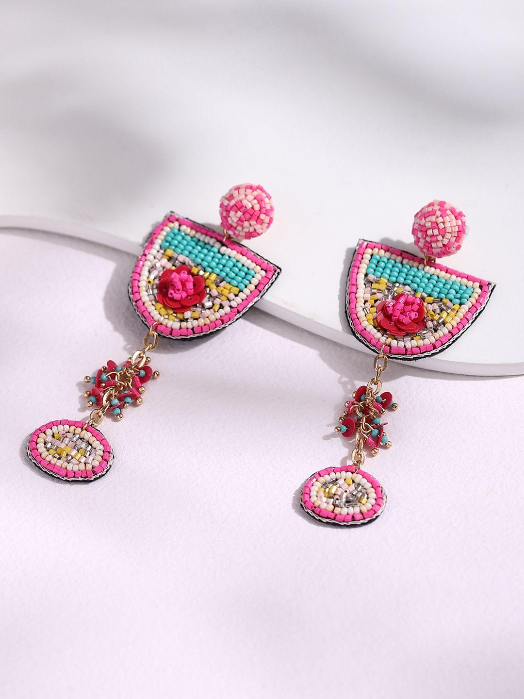 deebaco pink & blue contemporary boho drop earrings