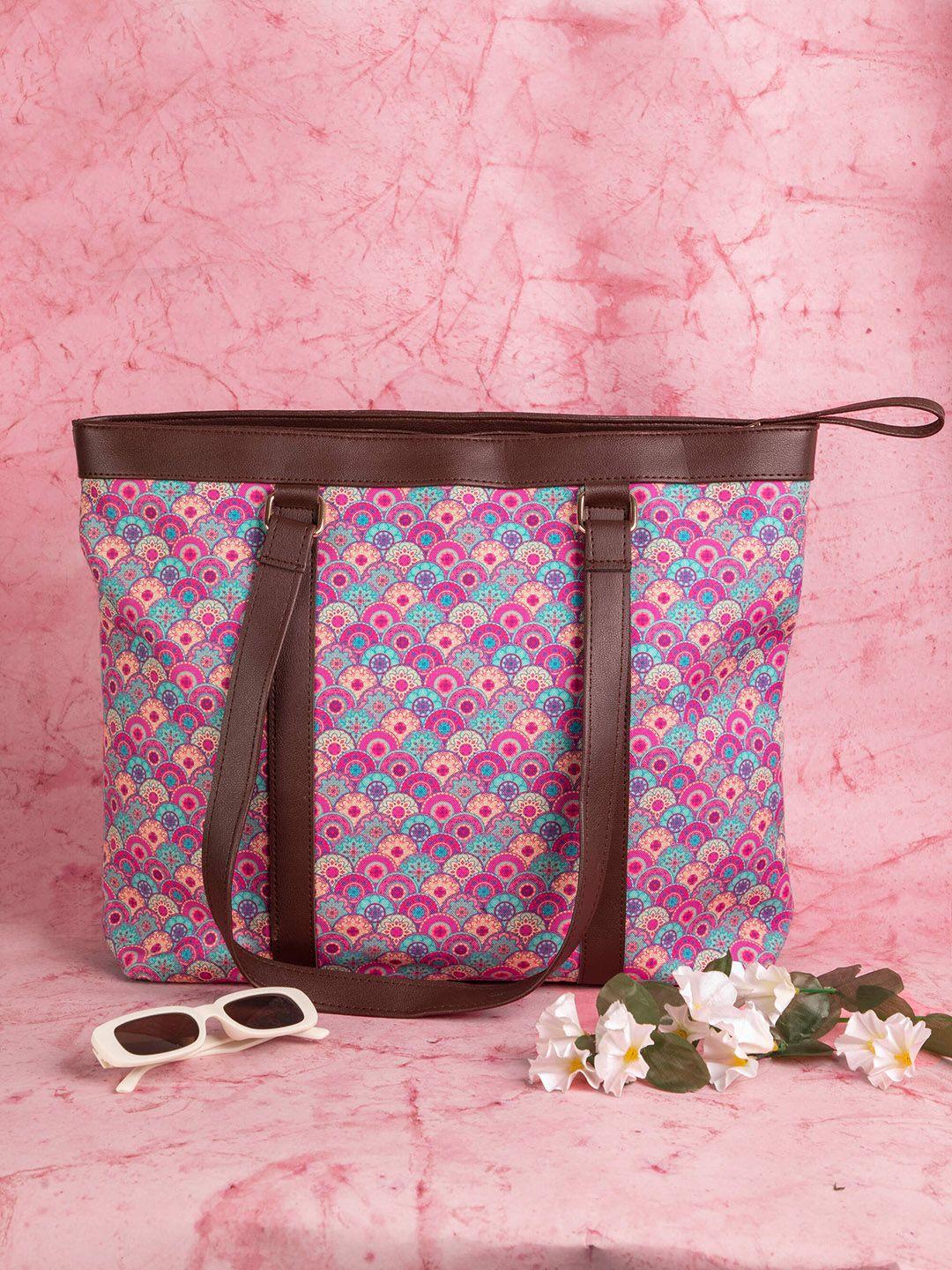 deebaco pink floral printed oversized tote bag