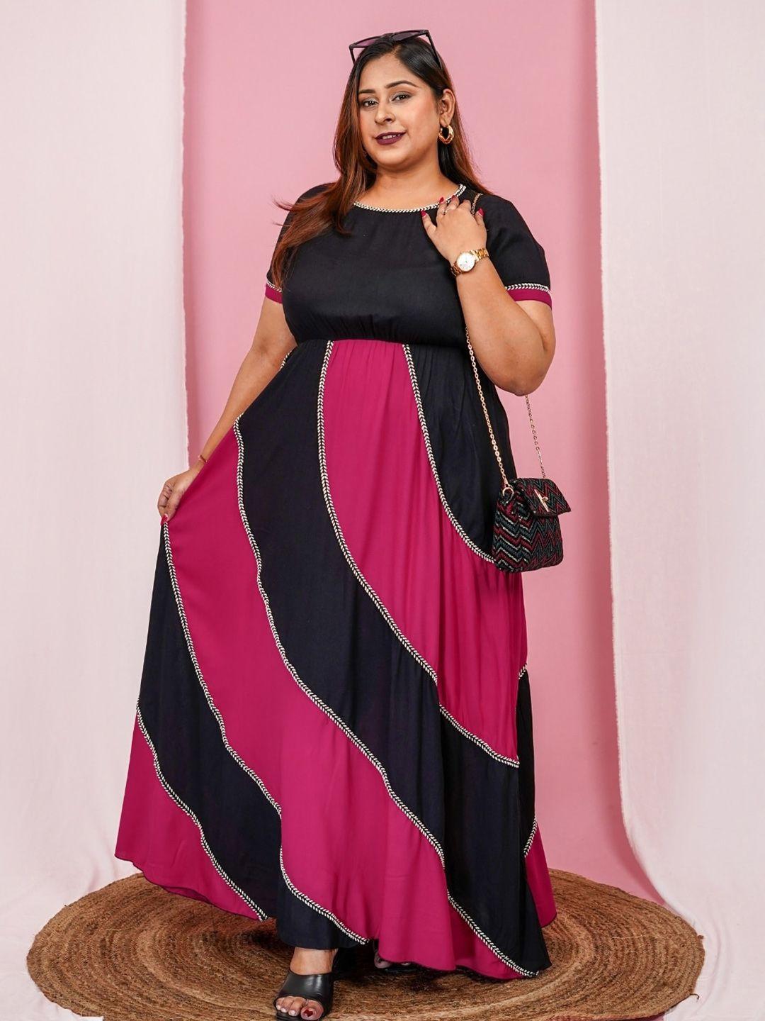 deebaco plus size colourblocked tiered maxi dress