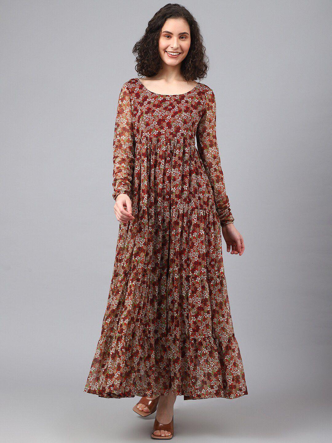 deebaco printed floral georgette maxi dress