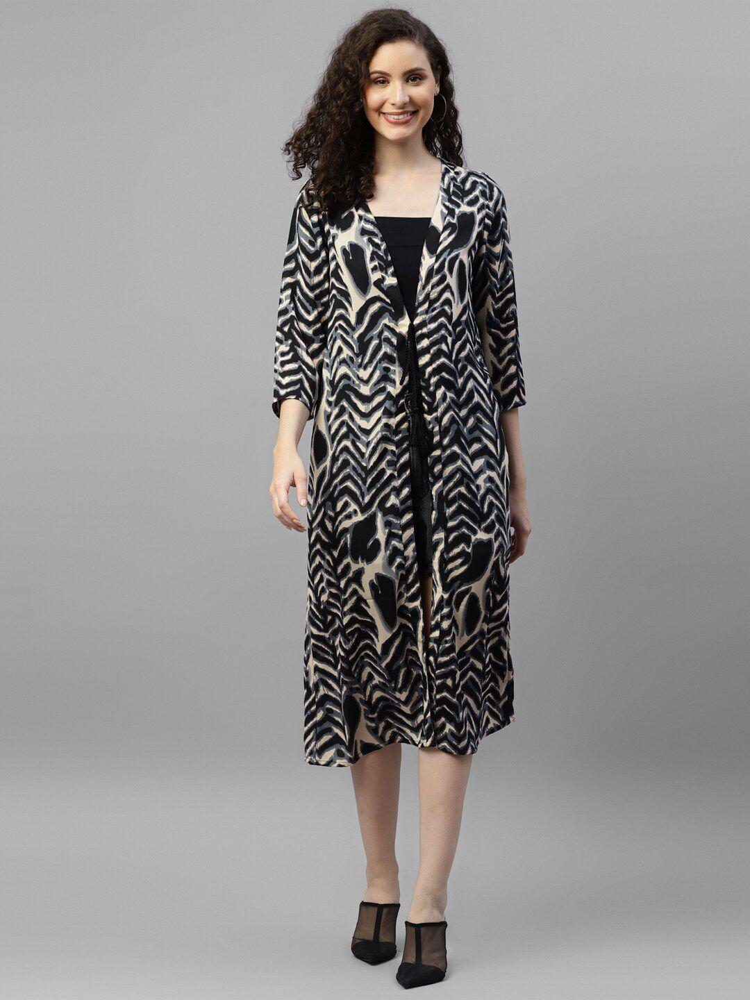 deebaco printed longline tie-up shrug