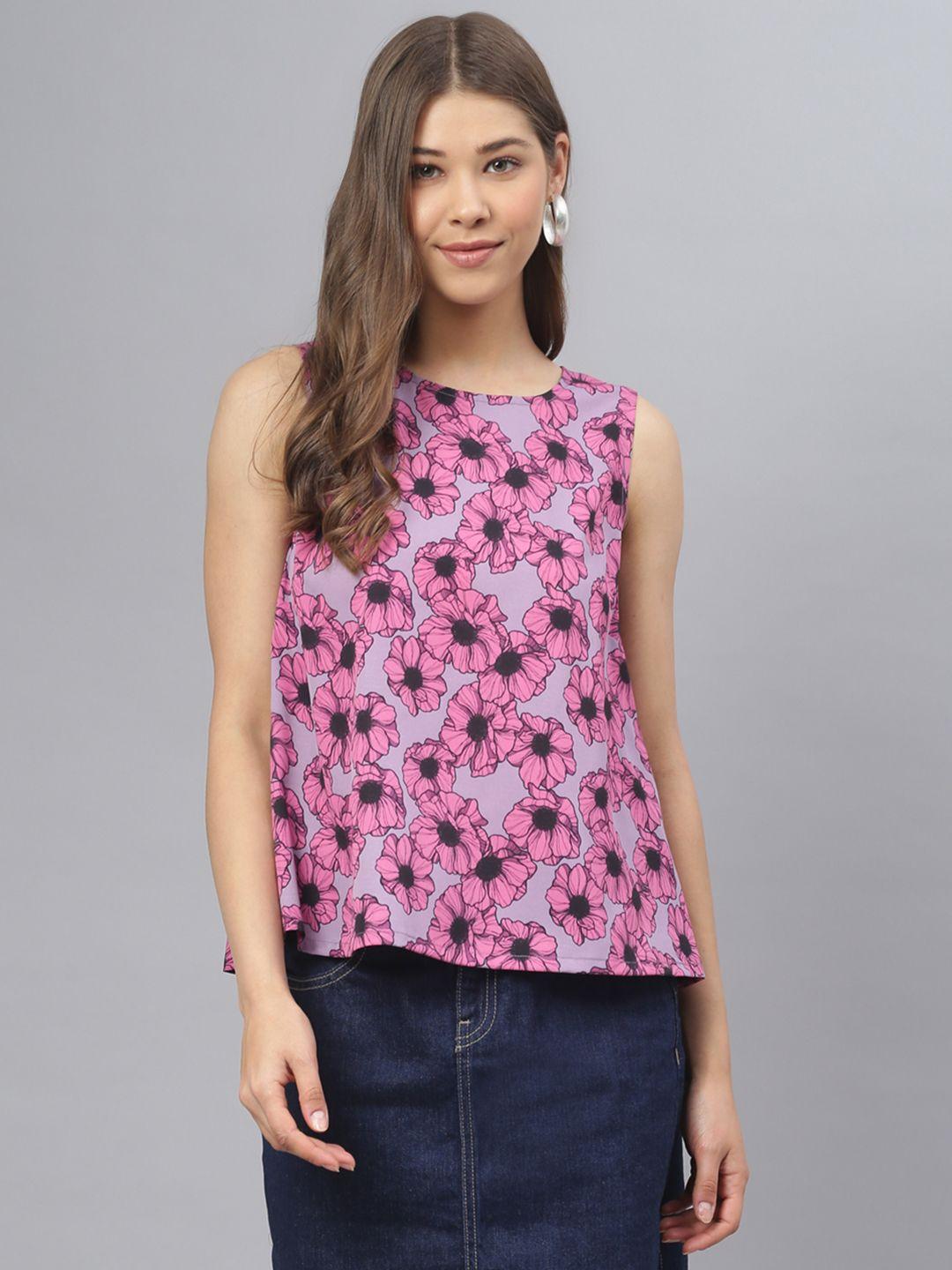 deebaco purple floral a-line top