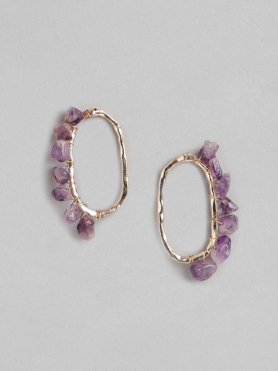 deebaco purple geometric hoop earrings