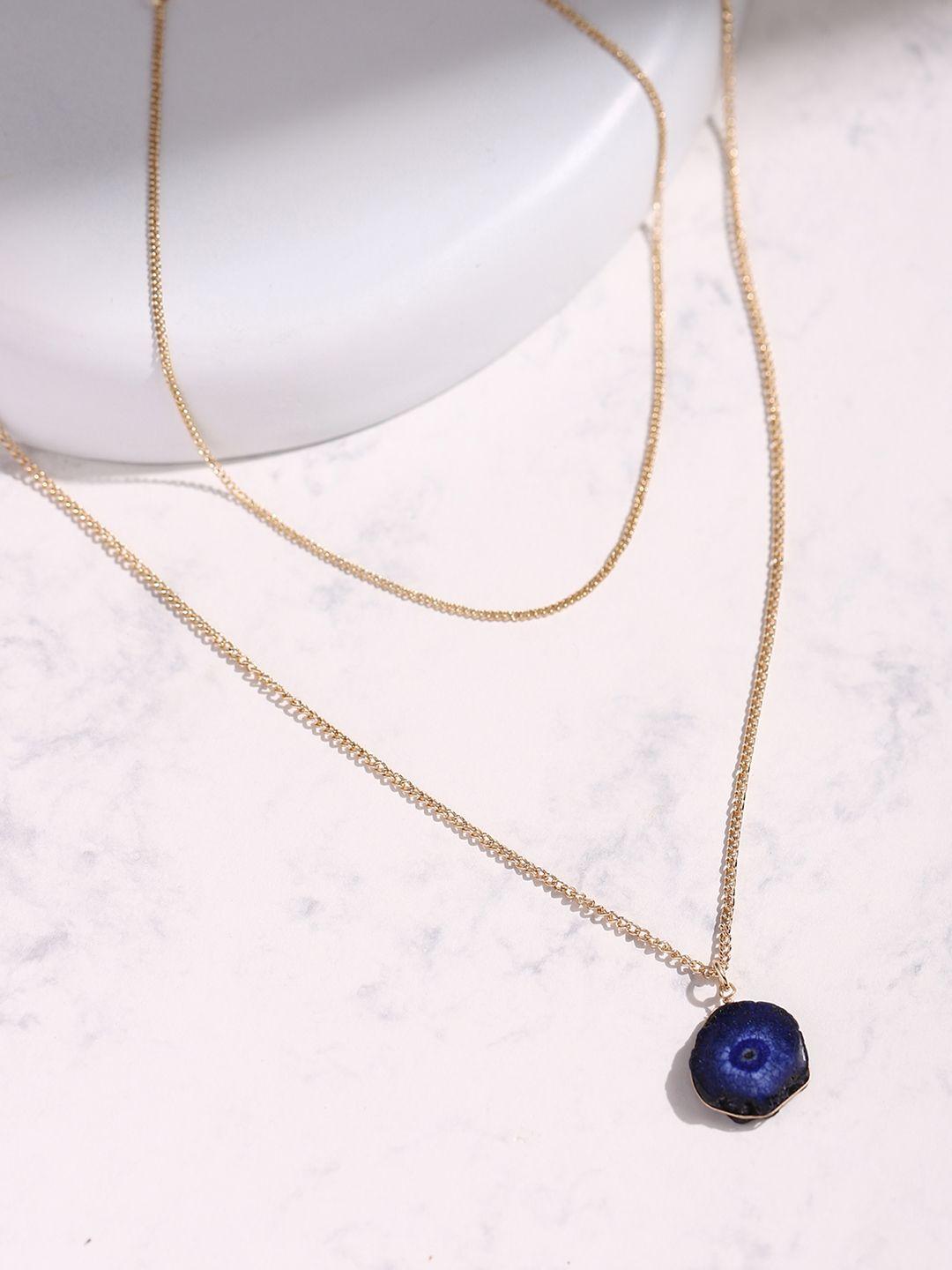 deebaco rose gold & blue rose gold-plated layered necklace