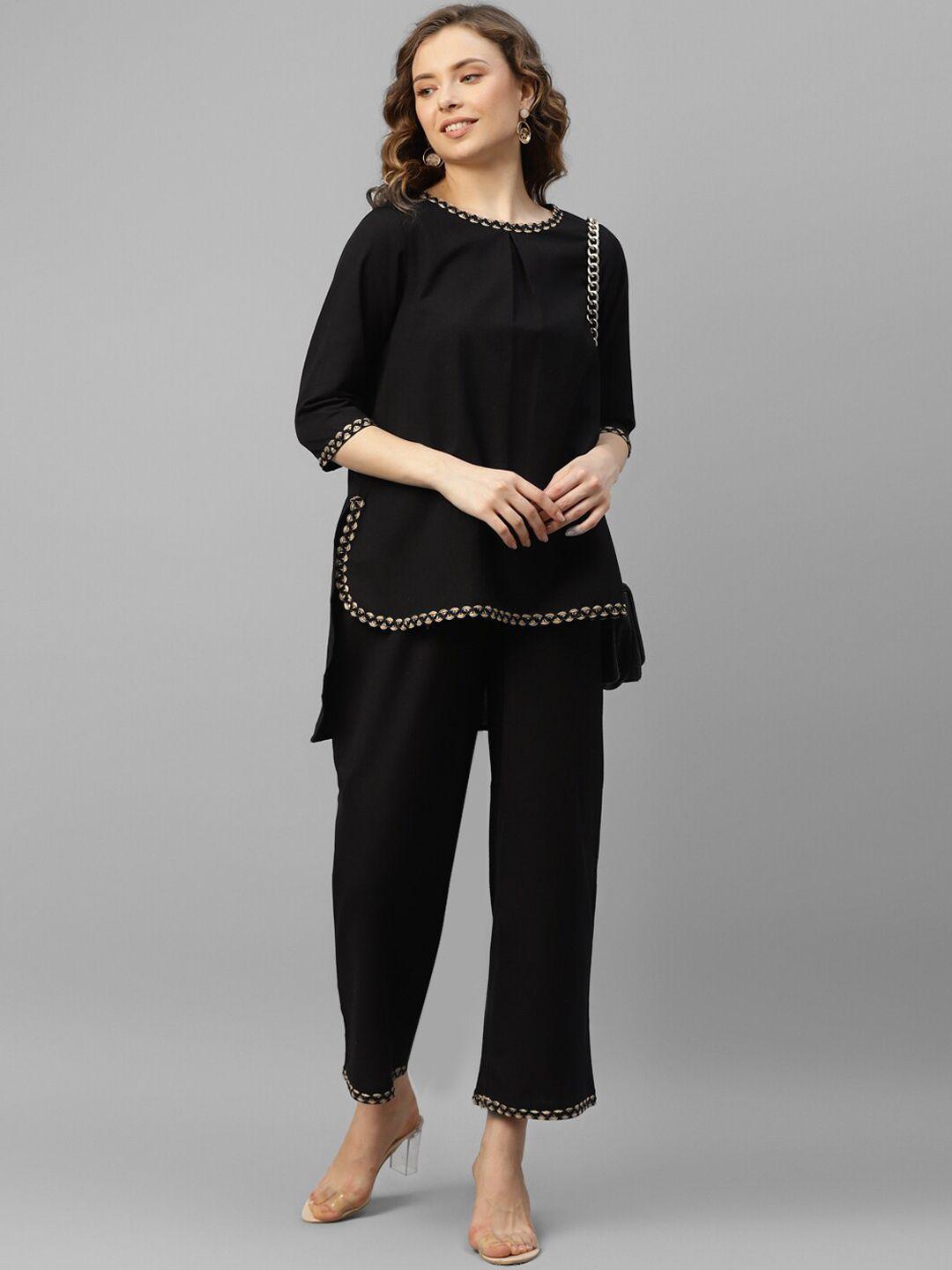 deebaco round neck tunic with trousers co-ords