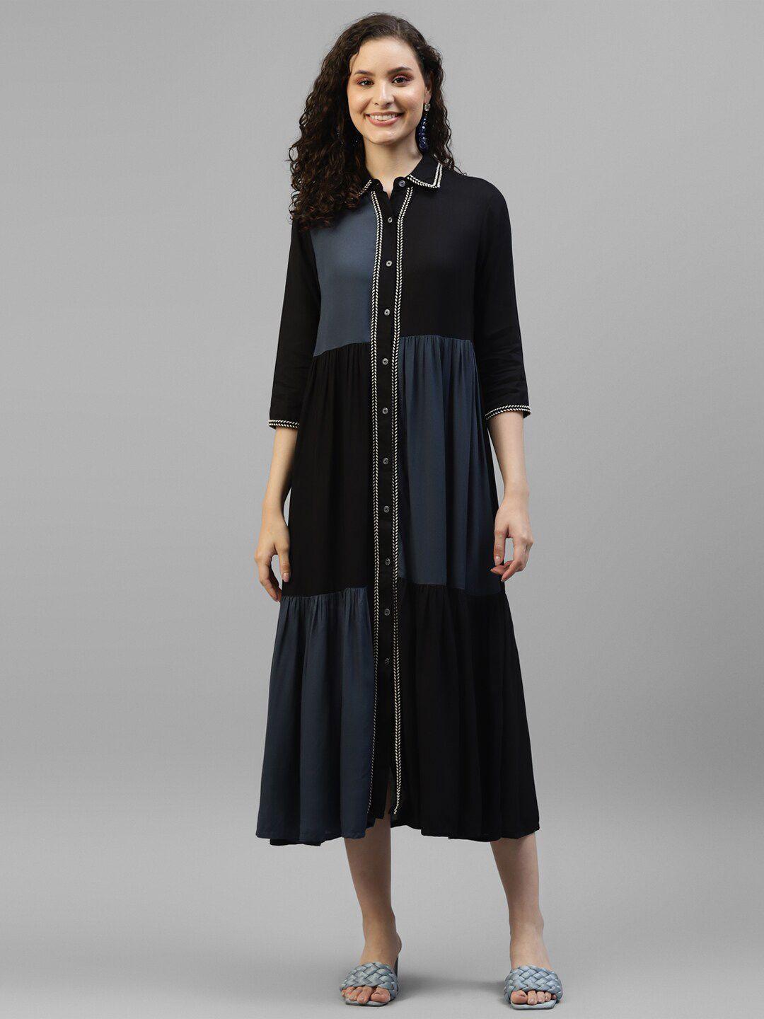 deebaco shirt collar midi shirt dress