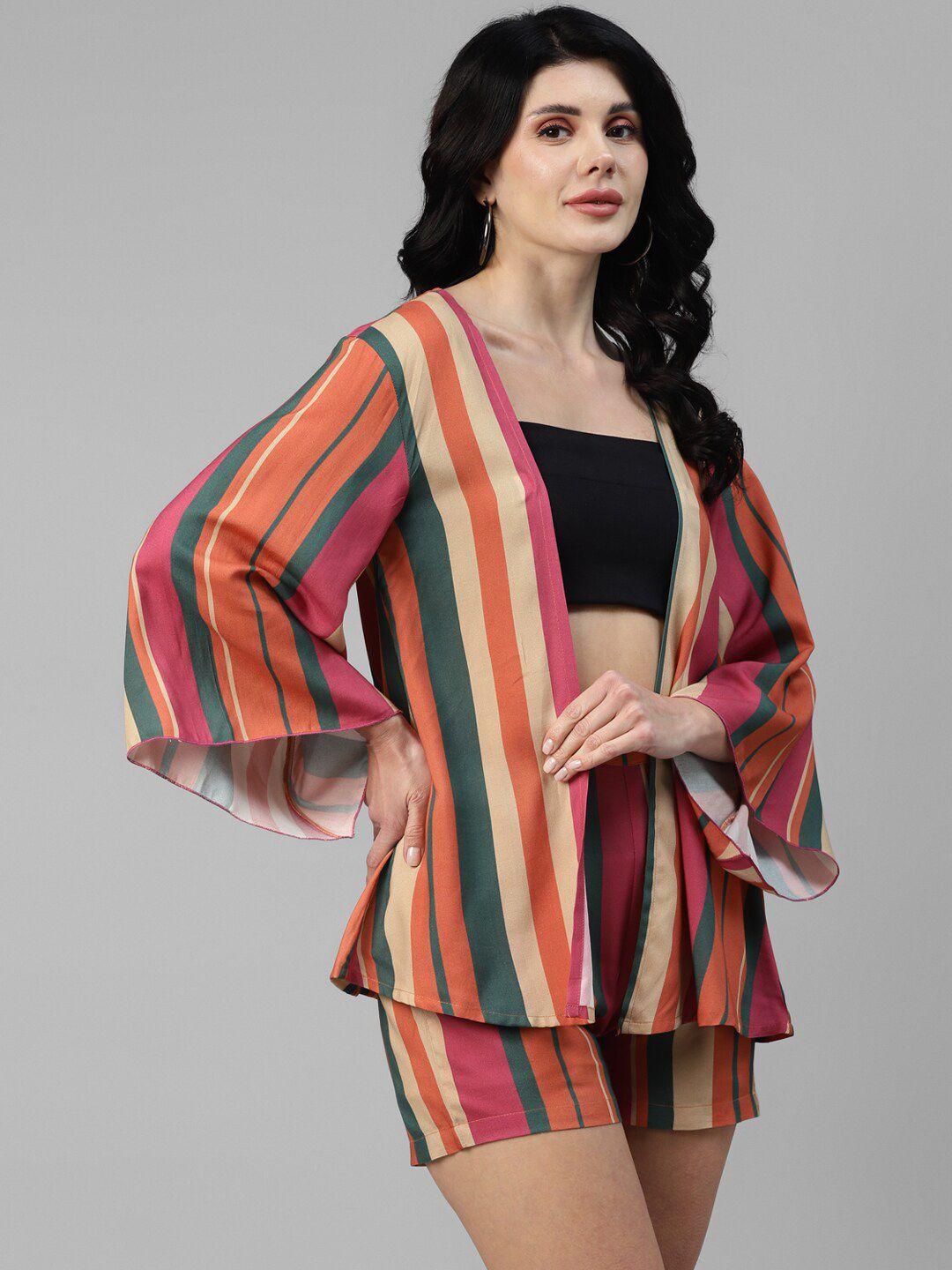 deebaco striped shrug & shorts co-ords