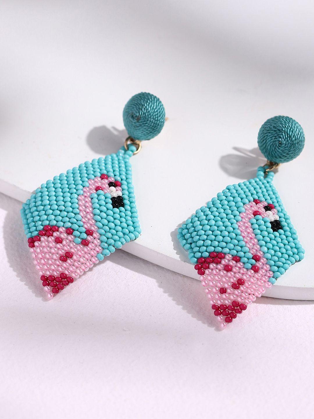 deebaco turquoise blue & pink contemporary drop earrings