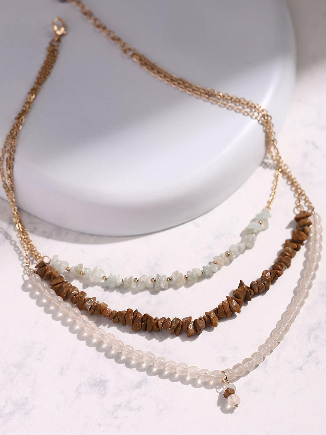 deebaco white gold-plated layered necklace