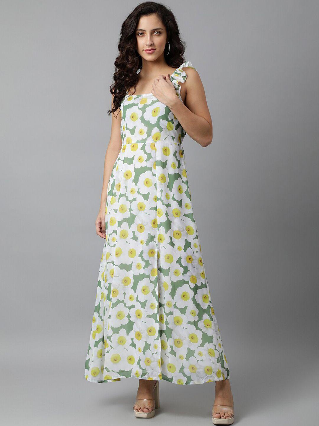 deebaco women floral printed georgette slit maxi dress