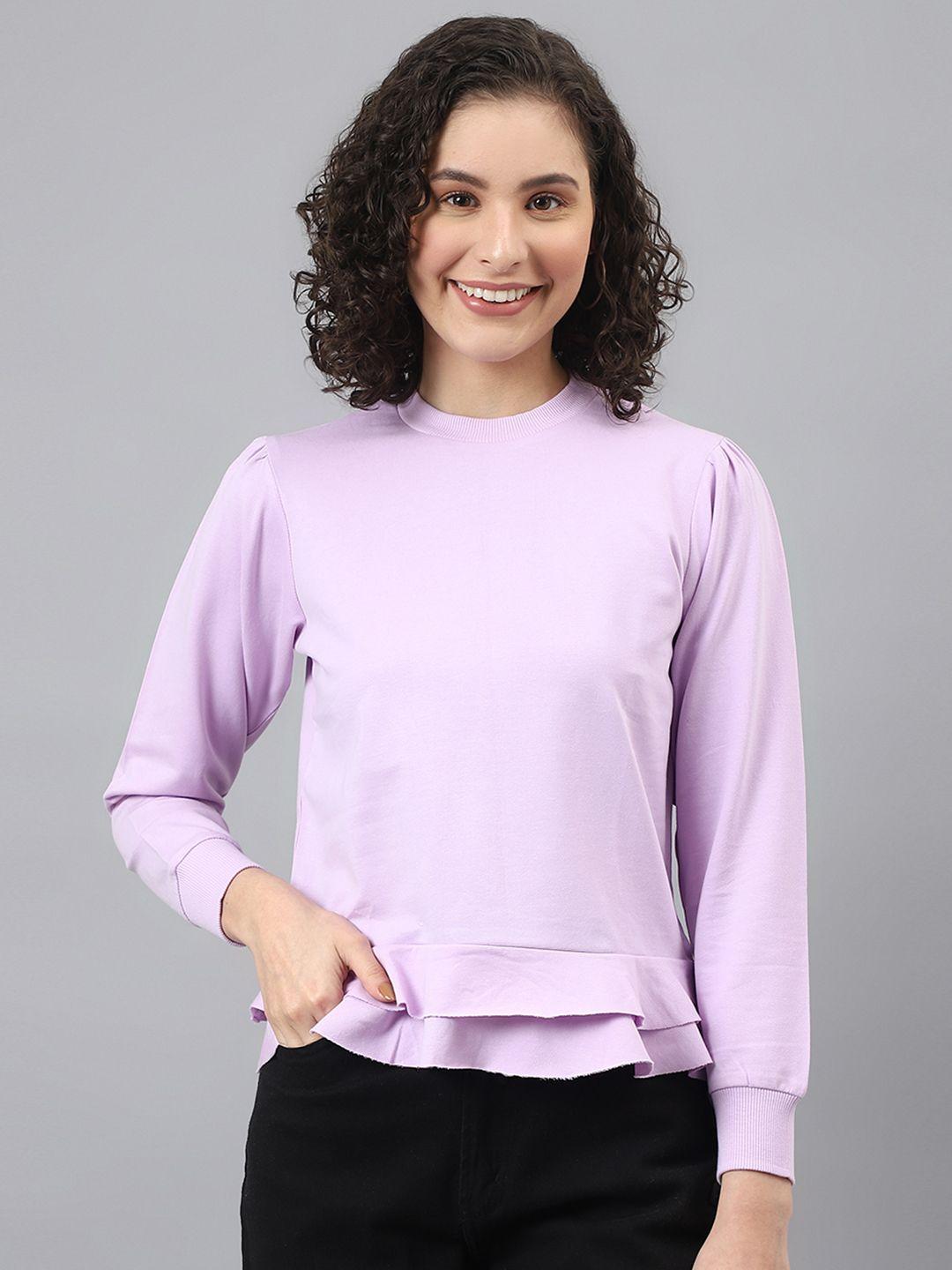 deebaco women lavender sweatshirt with ruffles