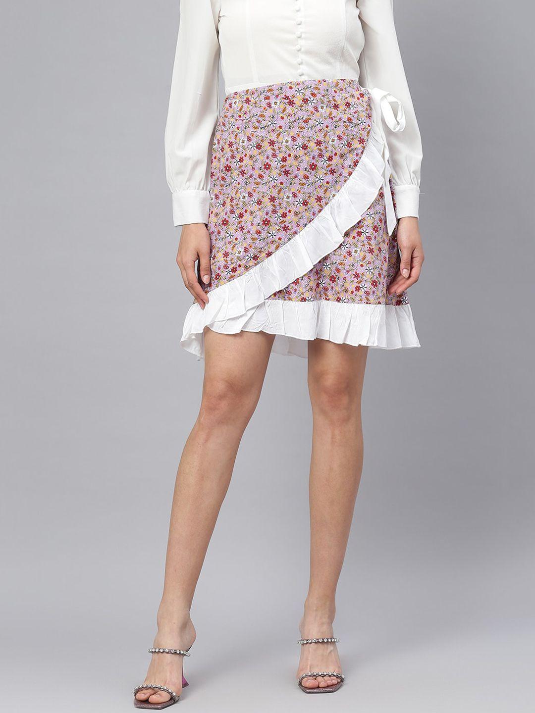 deebaco women multicoloured printed short skirt