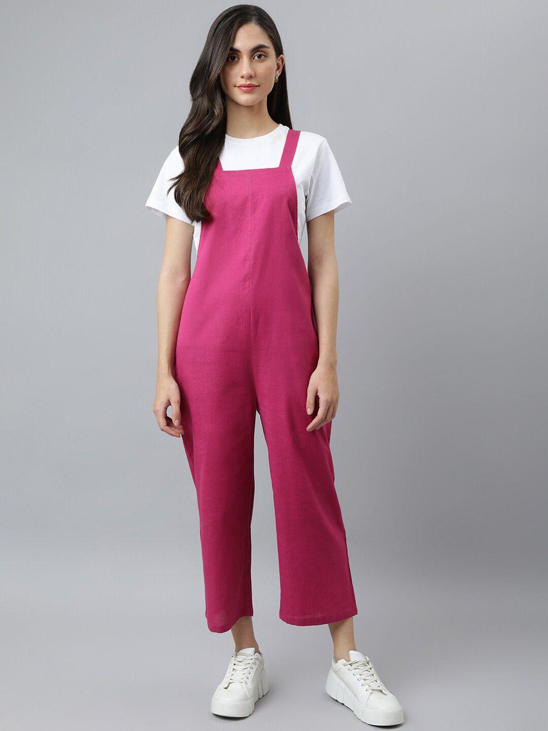 deebaco women pink culotte cotton jumpsuit