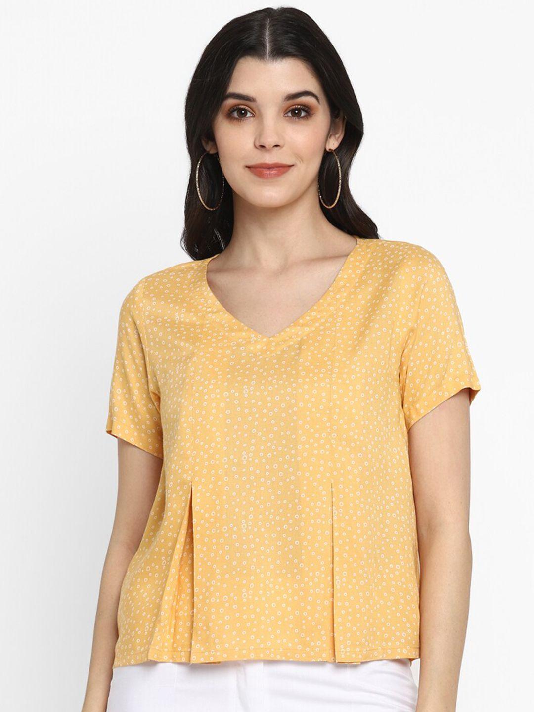 deebaco women yellow geometric printed top