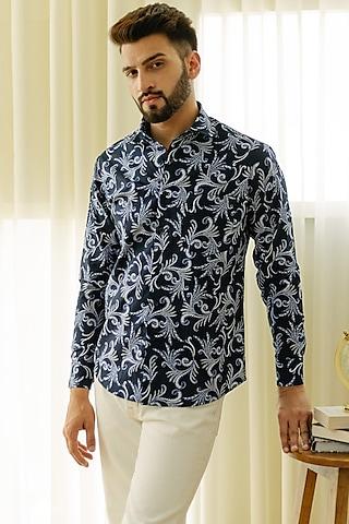 deep navy blue printed shirt