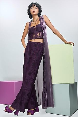 deep plum glass organza scalloped cape set