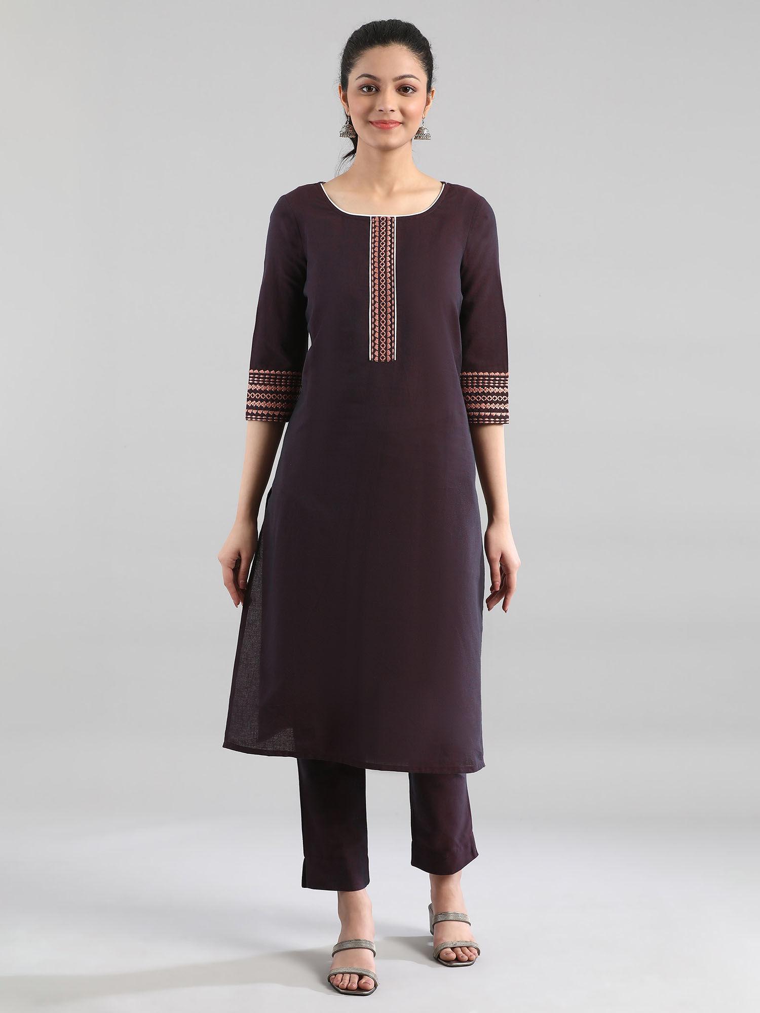 deep purple 2tone kurta