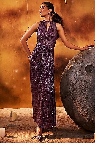 deep purple sequins gown