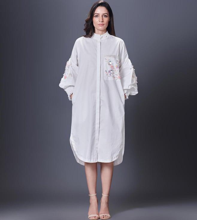 deepika arora white stellar shirt dress