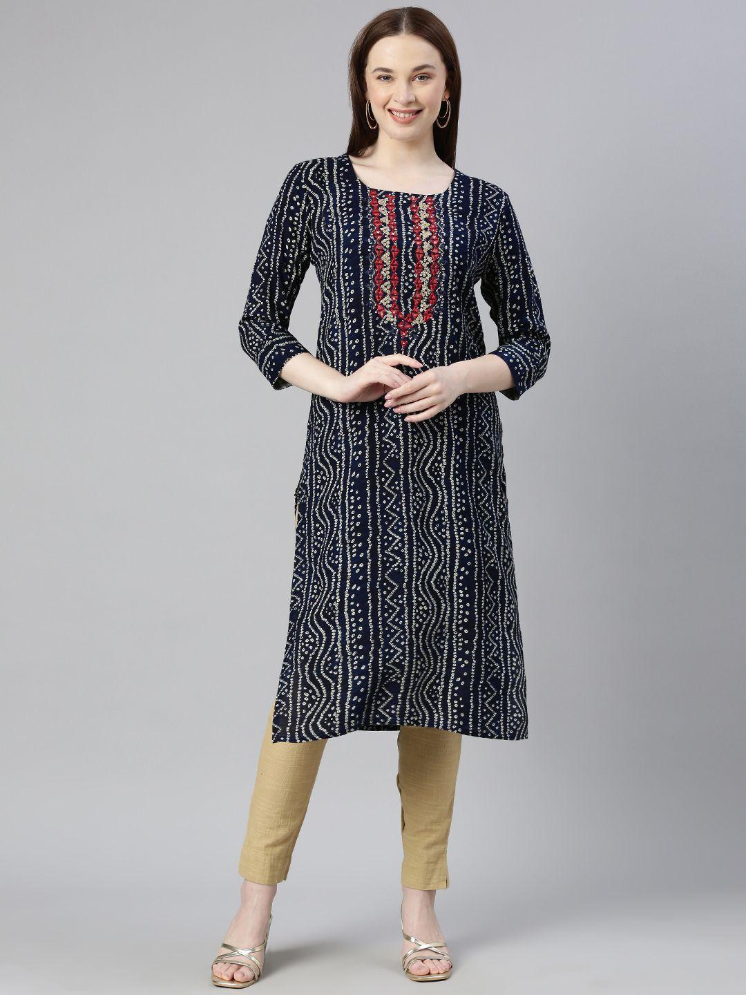 deetya arts bandhani print straight kurta