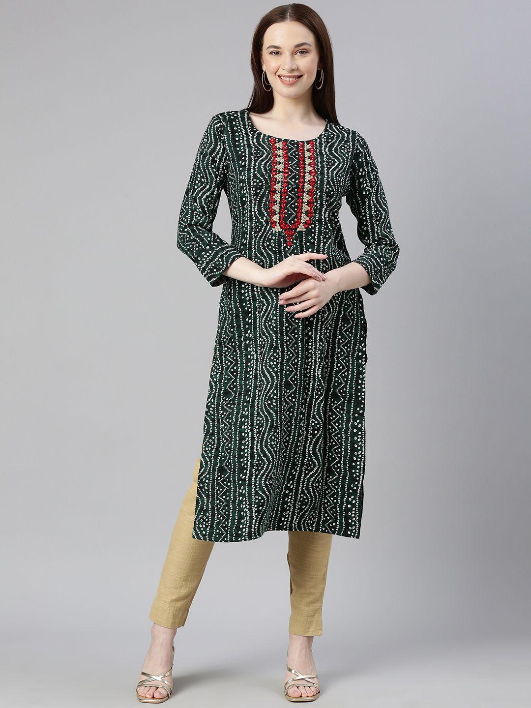 deetya arts bandhani print straight kurta