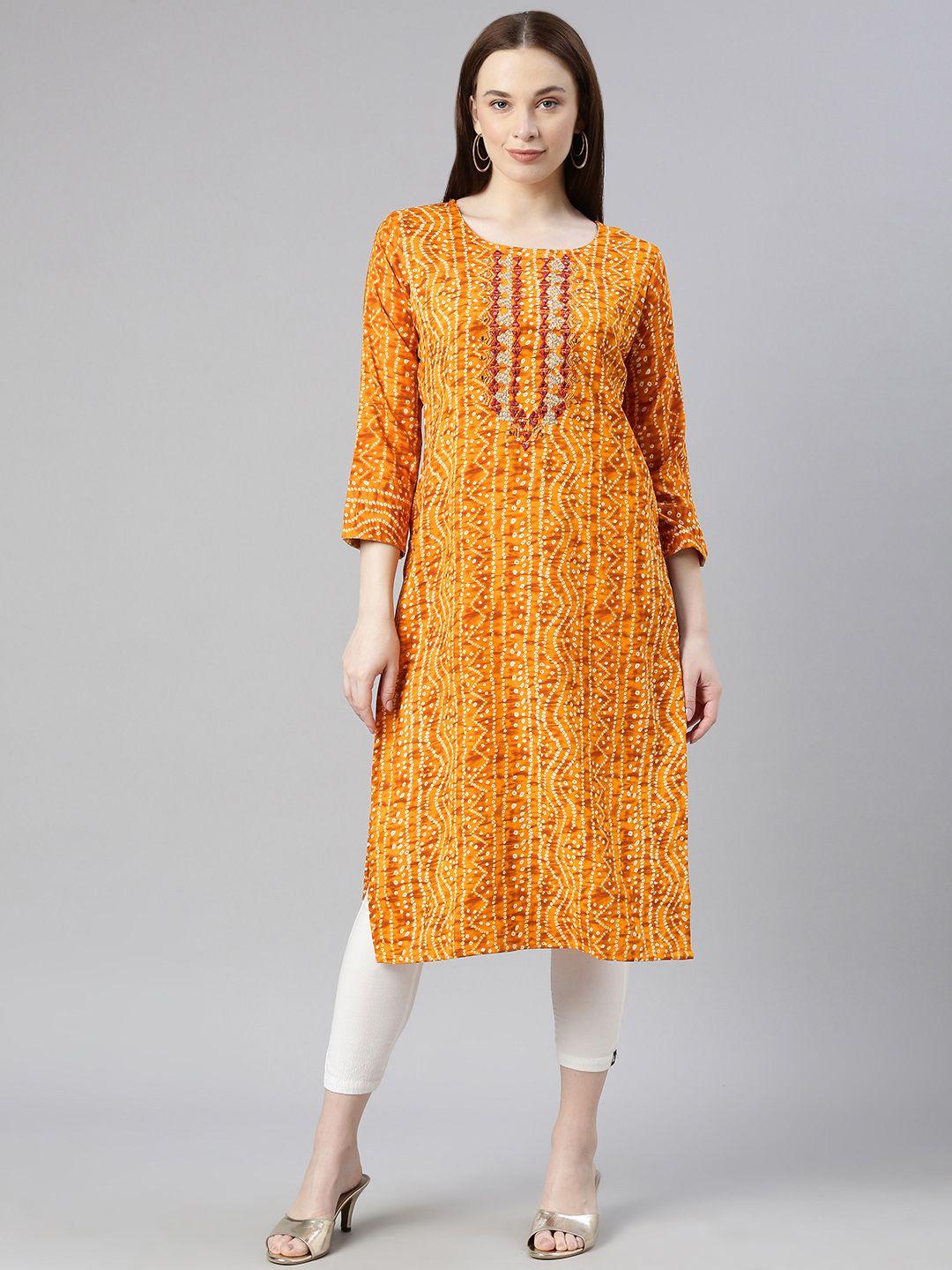 deetya arts bandhani printed straight kurta