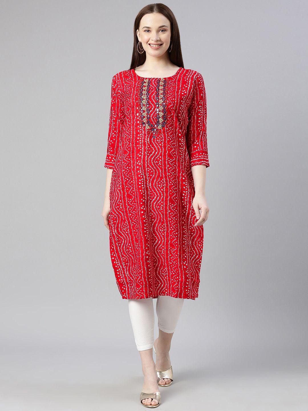 deetya arts bandhani printed straight kurta