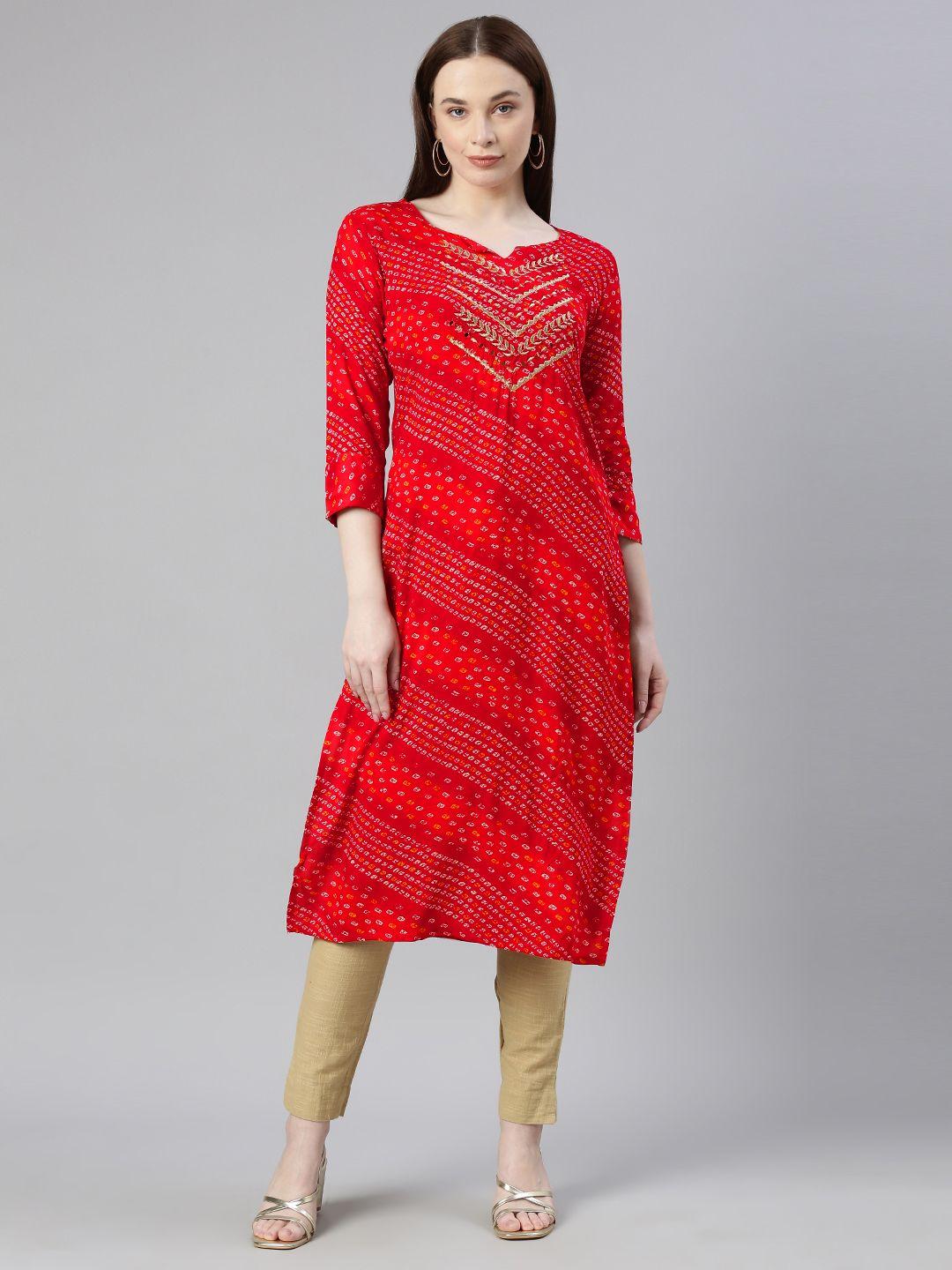 deetya arts bandhani printed straight kurta