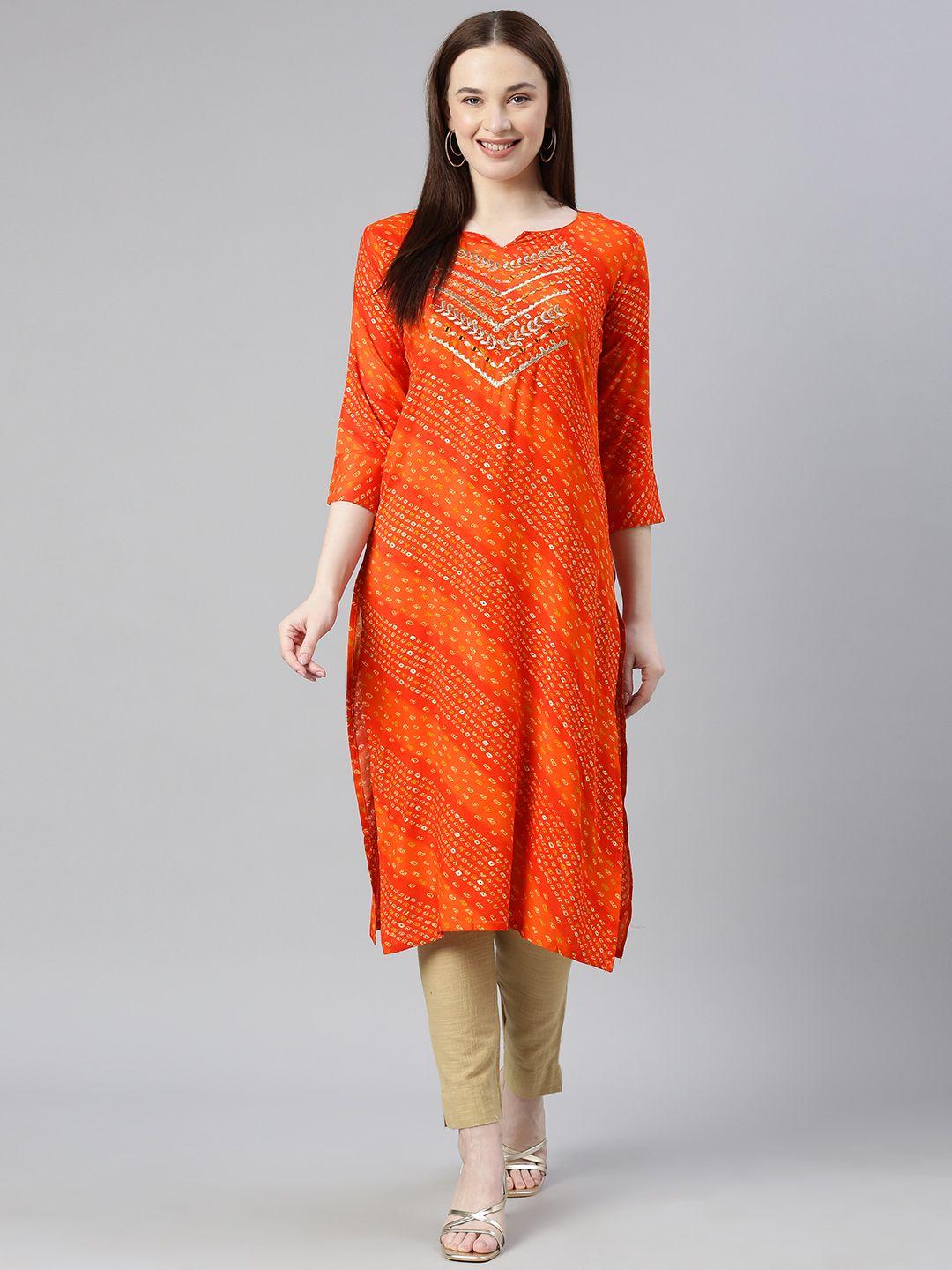 deetya arts bandhani printed straight kurta