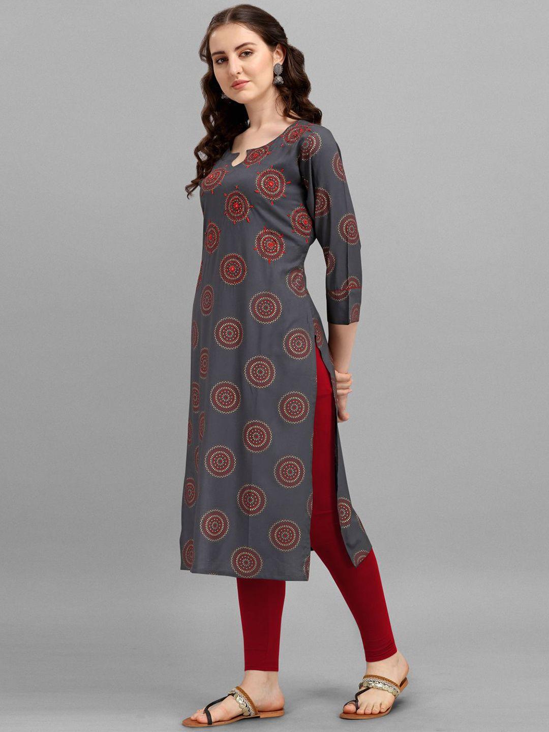 deetya arts ethnic motifs printed thread & mirror work kurta