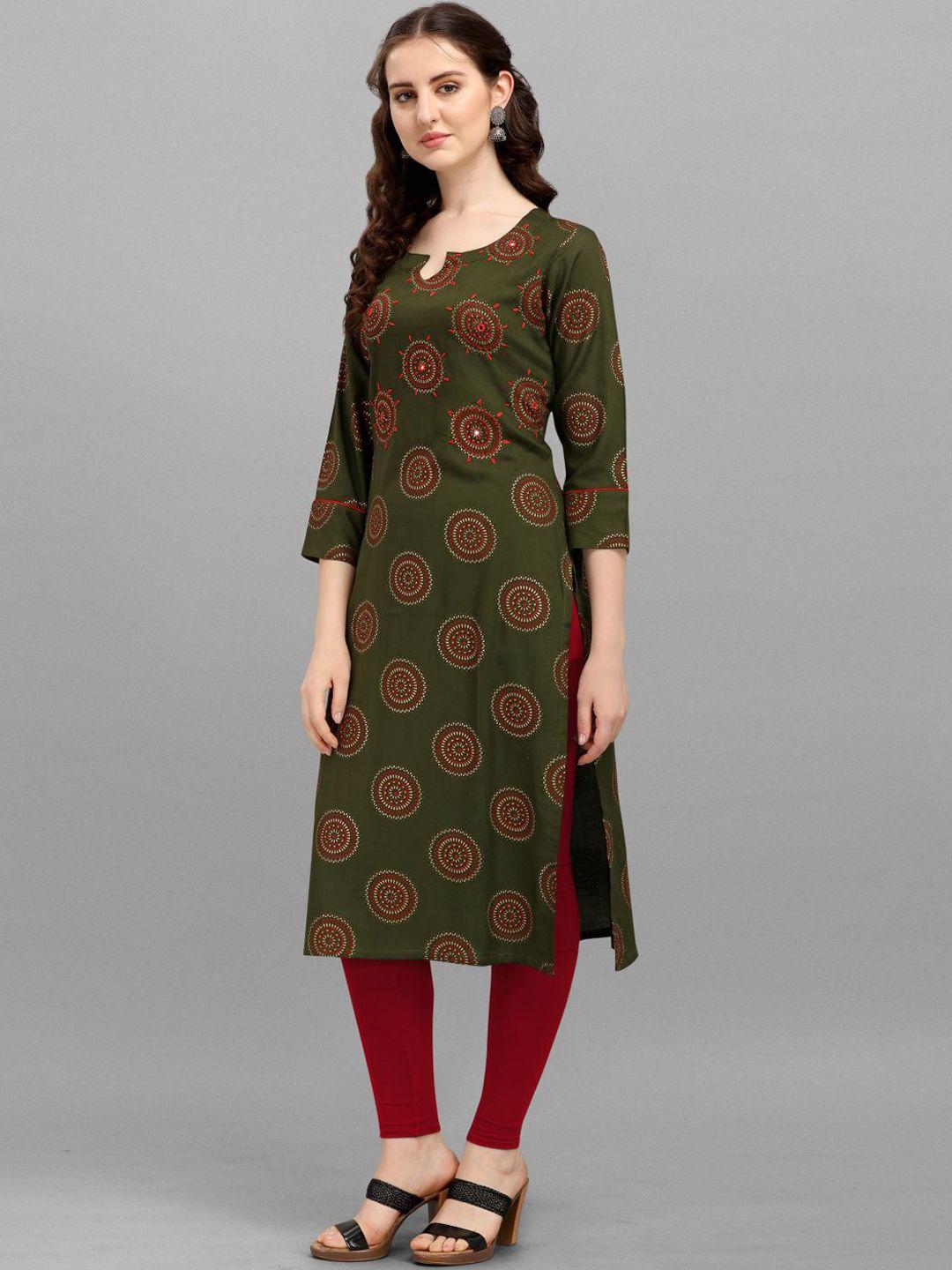 deetya arts ethnic motifs printed thread work straight kurta