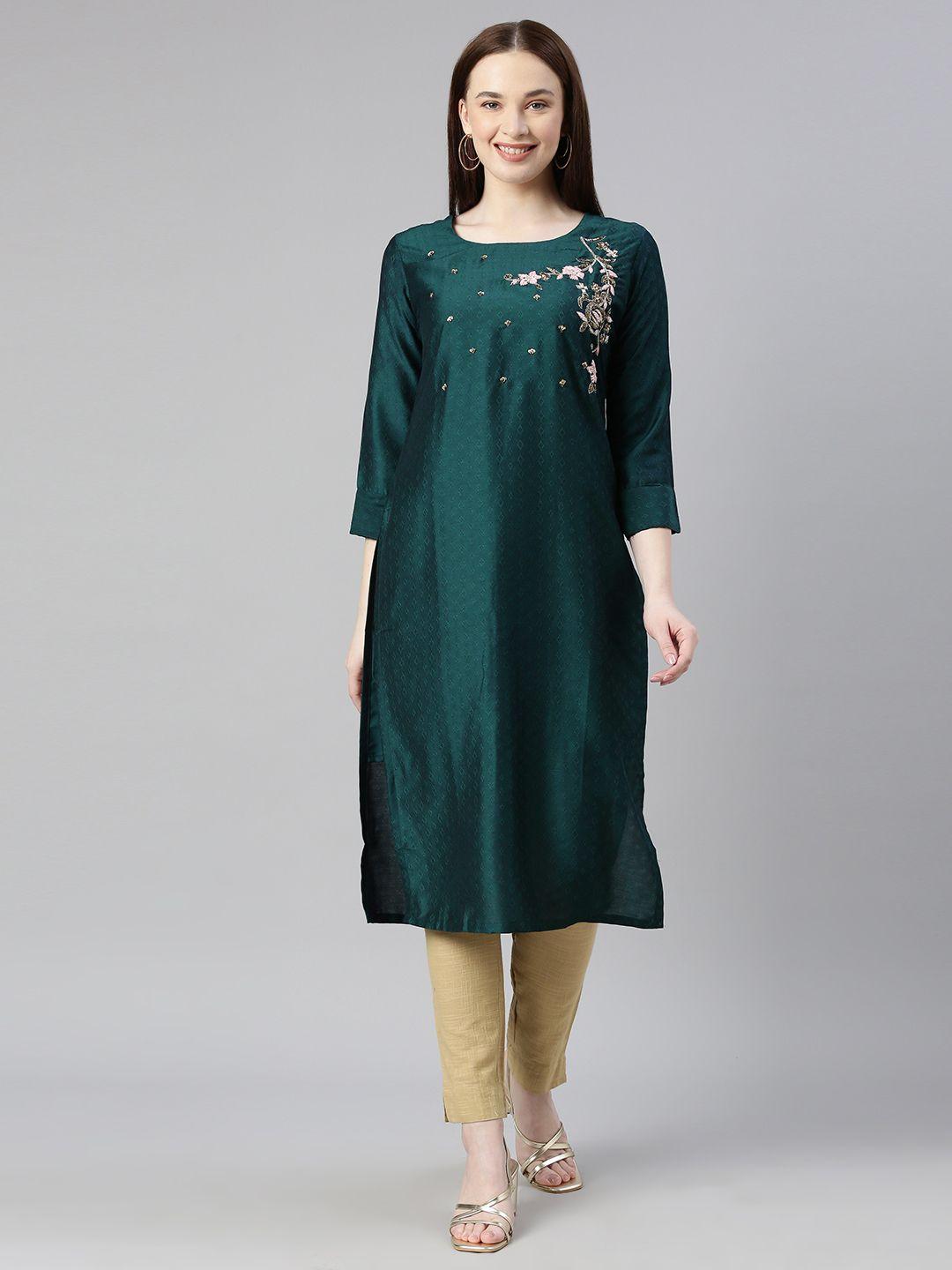 deetya arts floral embellished straight kurta