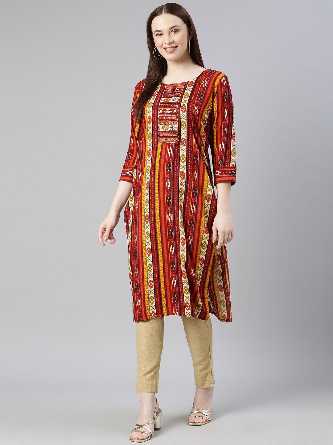 deetya arts geometric print straight kurta