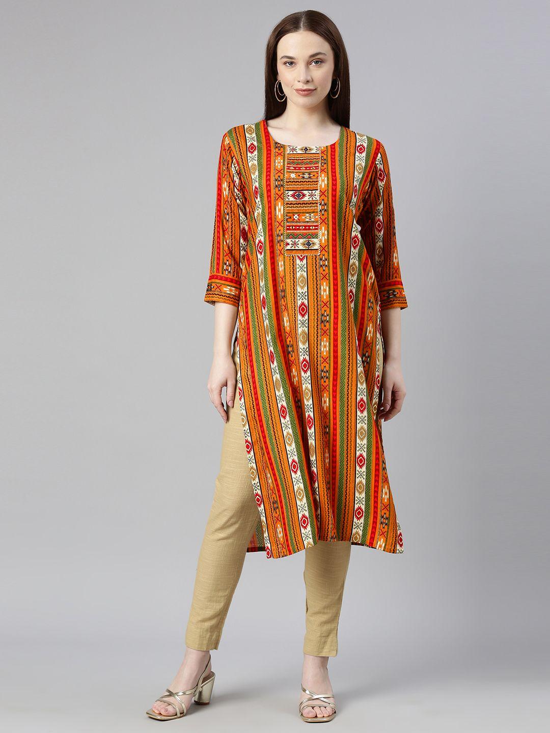 deetya arts geometric printed straight kurta