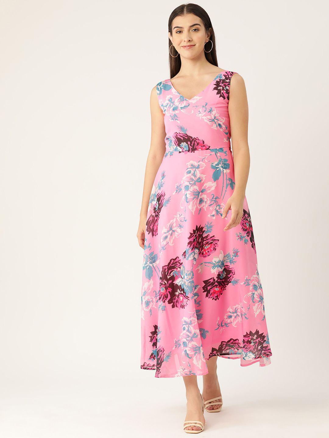 deewa floral printed georgette fit & flare maxi dress