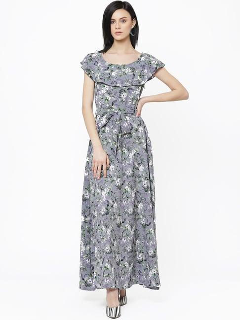 deewa grey floral print gown