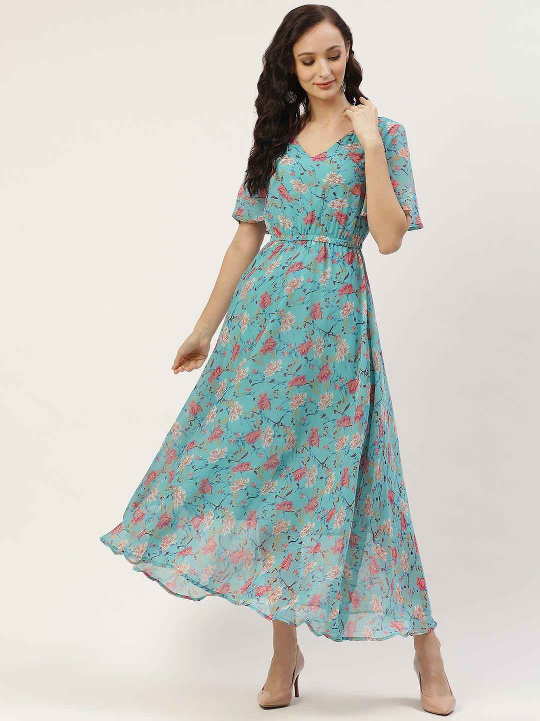 deewa blue floral georgette maxi dress