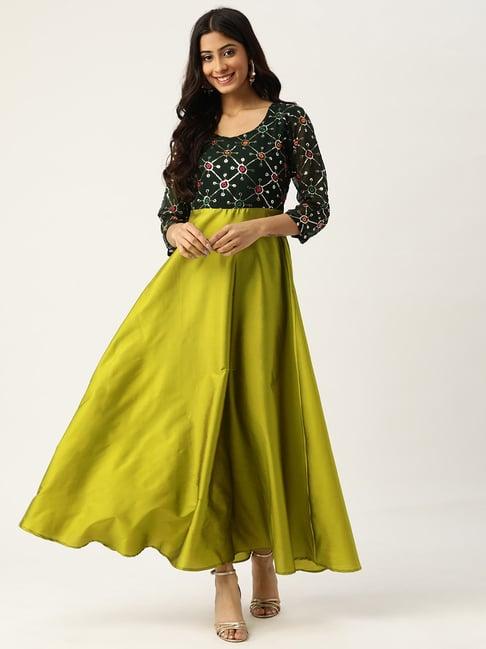 deewa bottle green embellished gown