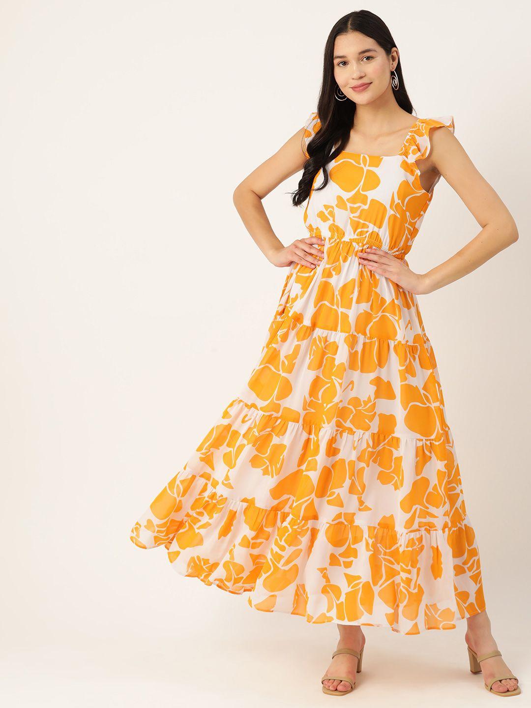 deewa floral print georgette fit & flare maxi dress