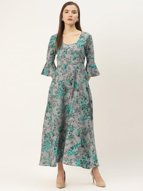 deewa grey floral print gown