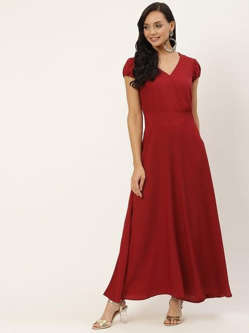 deewa maroon regular fit gown